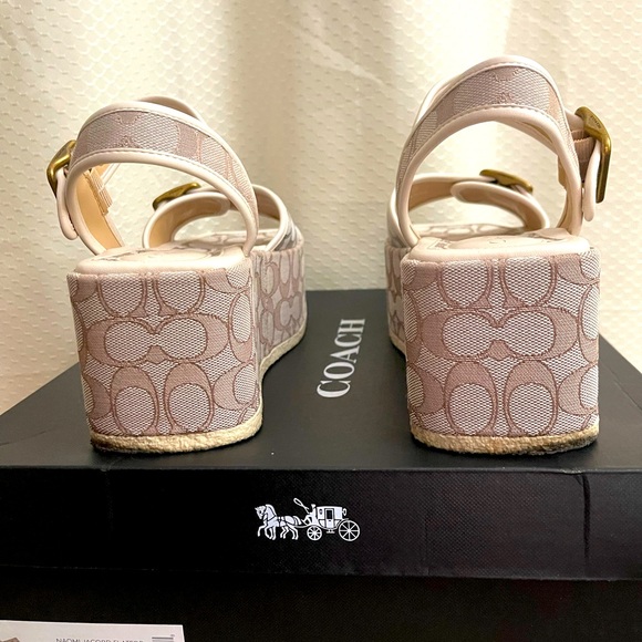 COACH Naomi Jacqrd Flatfor size 9B platform shoe in stone/chalk - Picture 7 of 11